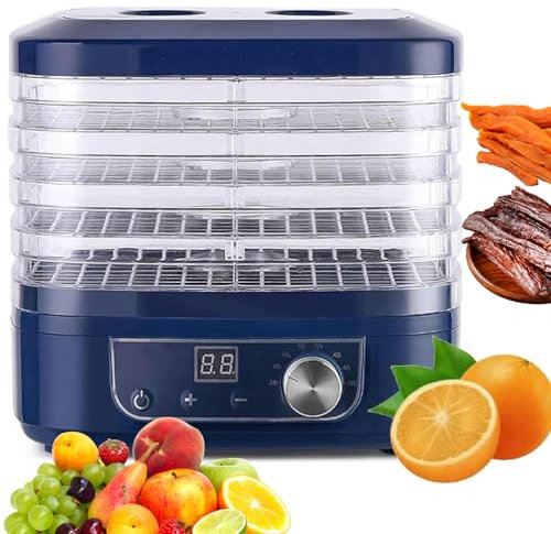 Deshidratador de Alimentos, liofilizador de 5 Niveles de 220 W con Temporizador de 72 H, Temperatura Ajustable de 35-70 ℃, secador de Frutas con bandejas extraíbles para secar Frutas, Carne, Verduras