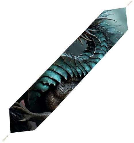 Tischläufer, Tischdeko, Herbstdeko, cooler Drache, bedruckter Heimdekoration, Urlaubsdekoration, Tischdekoration, 190x30cm