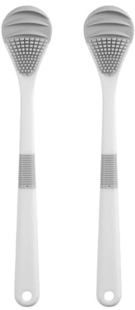 Spazzola per lingua a 2 pezzi con setole morbide per una delicata cura orale. raschietto per lingua con setole morbide. Adatto per l'uso a casa, in ufficio o in viaggio