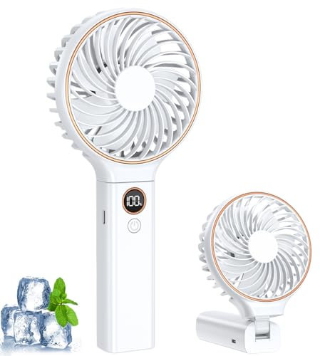 Ventilateur portable rechargeable par USB avec 6 vitesses, batterie 4000 mAh max 24 heures d'utilisation - Mini ventilateur de bureau pliable avec écran LED pour la maison, le bureau, la chambre à