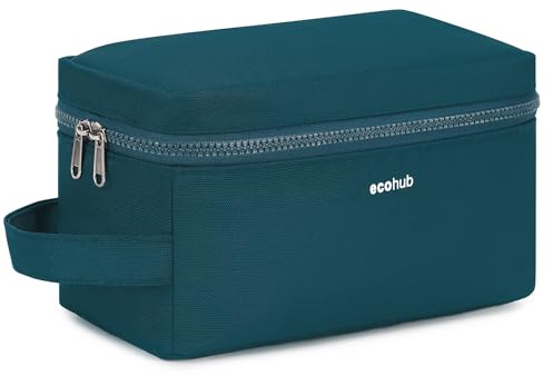 ECOHUB Borsa da Toilette da Viaggio Donna, Borsa da Barba per Uomo, Trousse de Toilette con Separazione Asciutto-Bagnato, Organizzatore di articoli da Toeletta, Brevetto Pendente(Verde acqua)