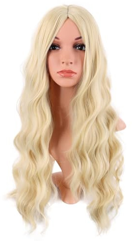 MapofBeauty 70 cm Länge Wavy Lockige Party Cosplay Perücke, Gemischt Gold | 28 Zoll Perücke, Ersatz Perücke, Synthetische Faser