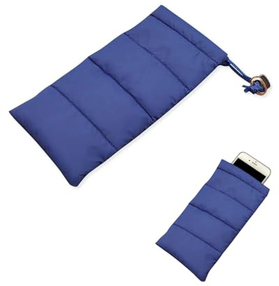 FUGLUS Thermo Handyhülle Tasche Universal Daunen Pouch Handysocke Weihnachten Geschenke für Smartphones Handy Winter Handyhülle Kompatibel iPhone 14 13 12Plus X, Samsung Galaxy ，Universell (Blau)