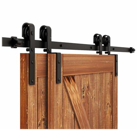 Barn Door Side-Mounted Track Hardware,Space-Saving Sliding Door Track Hardware Kit,Steel Silent Hanging Rail,Suitable for Bedrooms and Bathrooms(366cm Orbit)