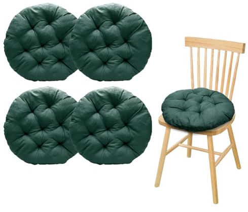XUTUUDID 4er Set Stuhlkissen Rund 40x40x3cm, Bodenkissen Rund, Stuhlauflage für Indoor & Outdoor – Stuhlauflage für Esszimmer, Wohnzimmer, Büro und Garten (Tiefgrün)