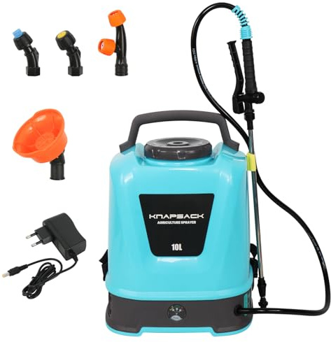 Umisu Pulverizador de Mochila Eléctrico de 10 L, Pulverizador a Batería con 4 Boquillas Regulables, Arnés Ergonómico y Tirantes Ajustables, Ideal para el Riego de Jardines, Césped y Desinfección