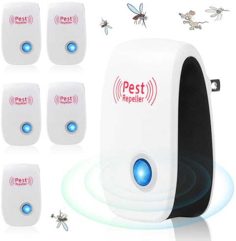 WFKKMEQ Ultrasonic Pest Repeller, 6 Pcs Electronic Mouse Repellent Plug-in Insect Repeller, Plug in Electronic Pest Repeller, Indoor Pest Control for Mouse, Spider, Cockroach & Fly, for UK Homes