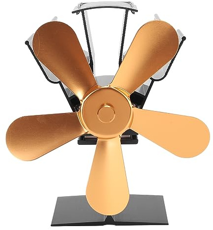Wood Stove Fan 5 Blades Heat Powered Fireplace Fan Silent Operation Efficient Warm Air Circulation for Wood Burning Stove Pellet Log Burner Fireplace Vertical Rectangular (Gold)