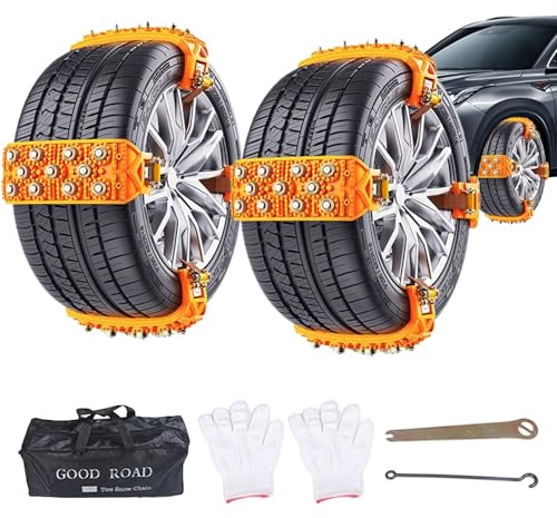 Chaînes à neige - Chaînes à pneus antidérapantes de 36 pouces à installation en 5 secondes | Traction en métal TPU | Pour 165-265mm roue voiture SUV remorque tondeuse à gazon hiver neiges boue sable g