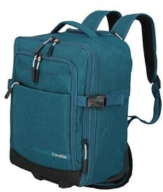 Travelite Rucksack KICK OFF, Laptopfach 15,6 Zoll, Handgepäck Rucksack mit Rollen und Teleskopgestänge, vielseitiger Reiserucksack, 30 x 40 x 20/23 cm, 24/28 L