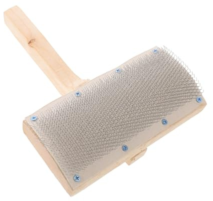 SHINEOFI Máquina para Cardar Lana Beige Ergonómica de Madera y Acero Inoxidable para Proyectos de Fieltro y Trabajo Manual y Portátil