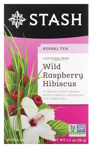Stash Premium Wild Raspberry Hibiscus Caffeine Free Tea Bags, 20-Count Box