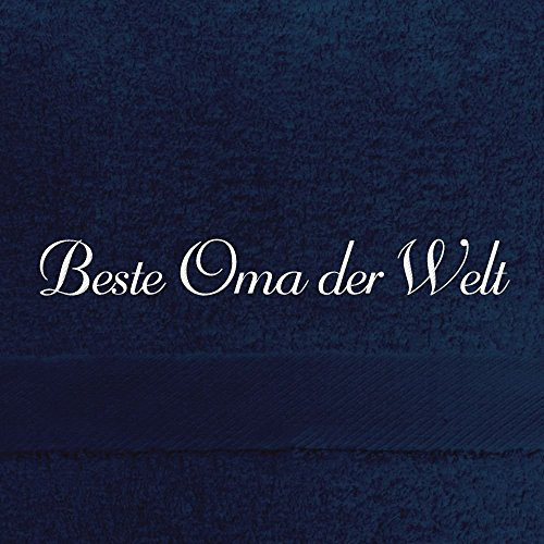 digital print Saunahandtuch mit Namen Beste Oma der Welt Bestickt, 100x180 cm, dunkelblau, extra Flauschige 550 g/qm Baumwolle (100%), Badetuch mit Namen besticken, Saunatuch mit Bestickung
