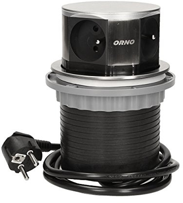 ORNO AE-1380 Tischsteckdose Versenkbare 4-fach, 1,5 m langes Kabel, 3680W French Standard, 230 V