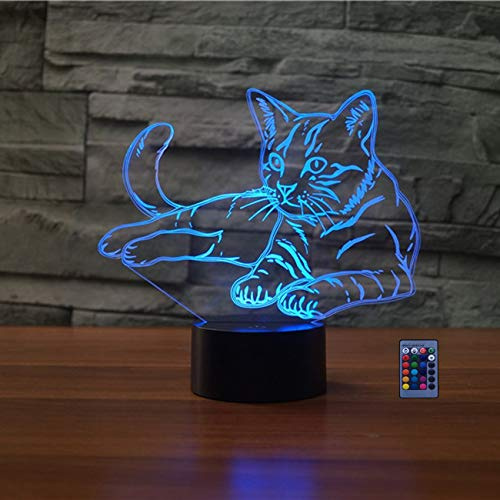HPBN8 Ltd 3D Gatto Luce Della Notte Lampada 7/16 Colori USB Power Telecomando Interruttore Touch Table Gift Decor di Natale Regalo di San Valentino regalo di Compleanno