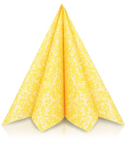 GRUBly® Servietten GELB, Stoffähnlich [50 Stück], Hochwertige gelbe Servietten, Tischdekoration für Hochzeit, Geburtstag, Feiern, Sommer, Frühling, Ostern, 40x40cm, AIRLAID QUALITÄT