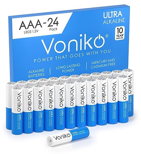Voniko Ultra AAA Batteries 24 Pack - Alkaline Triple A Battery, Ultra Long-Lasting for All Your Devices, 10-Year Shelf Life, Leak-Proof & Mercury-Free