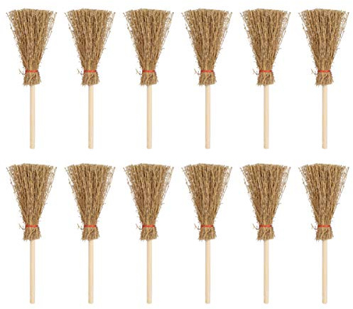 Healifty 12 Pcs Mini Broom Witch Broom Dollhouse Miniature Fairy Garden Broom Tools Tooth Fairy Toy Accessories DIY Crafts Playset Accessories for Kids DIY Fairy Garden