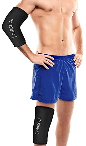 Poche de Glace Genou ou Coude pour Thérapie chaude et froide, Poche de froid flexible de manchon de compression froid Gel réutilisable pour soulager la douleur au coude(Noir, M)(1 Pièce)