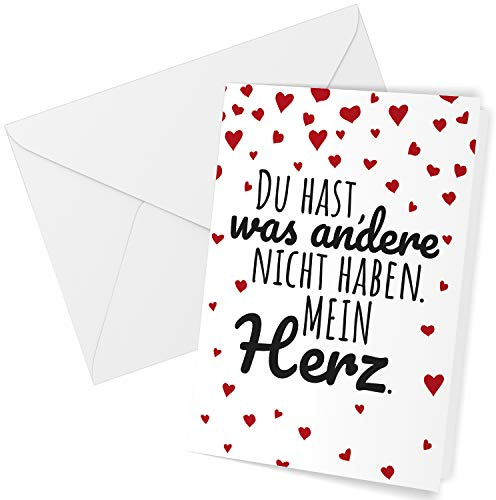 Klappkarte mit Umschlag Liebe Valentinstag Valentinskarte Grußkarte Schöner Spruch Liebeskarte mit Herzen rot