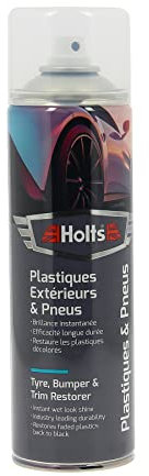 Holts Rénovateur Plastiques Extérieurs et Pneus – Ravive Couleur et Brillance – Finition Showroom Longue Durée – pour Pare-Chocs, Pneus, Joints – Aérosol 500ml