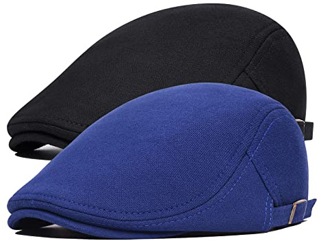 BOTVELA 2 Pack Men Newsboy Cap Cotton Golf Driving Flat Hat