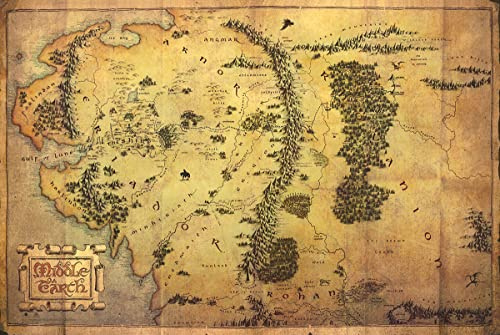 Middle Earth Map - The Lord of the Rings/The Hobbit - Movie Poster - Measures 24 x 36 inches