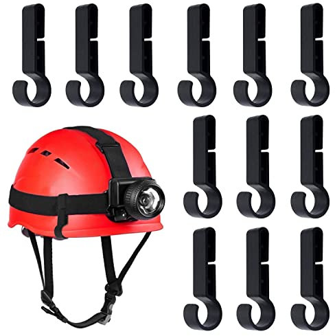 XPOOP 12 Stücke Helmclips für Scheinwerfer, Schwarz Stirnlampen Clips-Hardhat, Helm-Scheinwerfer-Clips, Scheinwerferhaken, für Feeignet für Alle Arten von Scheinwerfern, Schutzhelm