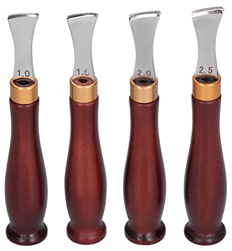 Tomotato Lederkanten Schneidemesser, Professionelles Leder Kantenschneider Skiving Messer mit Holzgriff für Lederverarbeitung Handwerk Machen