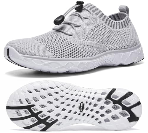 ALEADER Women's Quick Drying Water Shoes for Xdrain Adventure Slip On Women Aqua Shoes Light Gray 8.5 D(M) US