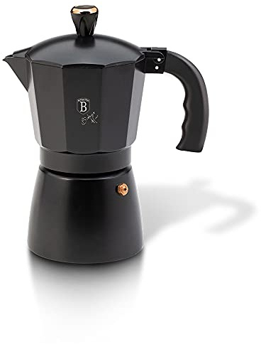 6 Cup Mixer Stovetop Coffee Maker Moka High Gloss Finish Italian Style Aluminum Espresso Coffee Maker Suitable for Homemade Coffee (Carbon Pro)