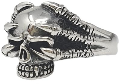Treasure Bay Mens Womens Eagle Claws Skull Ring - 925 Sterling Silver Biker Punk Skull Eagle Claws Ring Size: N P R T W Y Z (Y)