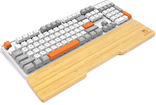 MAMBASNAKE Poggiapolsi in Bambù per Tastiera Full Size 104 Tasti,Bambù di Grado A,Poggiapolsi Ergonomico,Sensazione di Legno Solido,Piedini in Gomma Antiscivolo,Sollievo dal Dolore,Digitazione facili