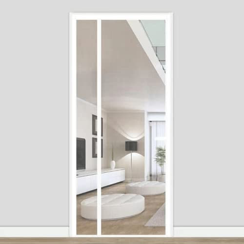 Fly Screen Door, 75 x 180 cm Insect Screen Balcony Door Magnetic Fly Curtain Fly Curtains Door Against Mosquito Mosquito Screen Balcony Door Adhesive Band mounting Patio Door Living Room Door White
