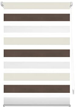 Decorblind Doppellagiges Rollo ohne Werkzeug und ohne Bohren, Tag und Nacht, cremefarben, Maße 87 x 180 cm (Breite x Länge), Stoff 84 x 175 cm, für Fenster