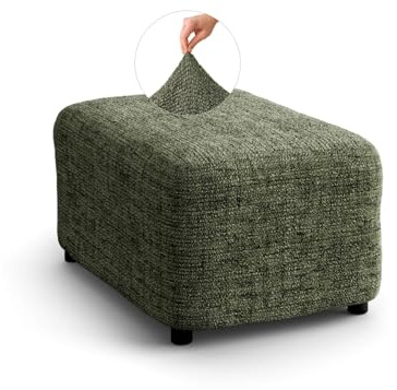 PAULATO - Funda para Puf en Microfibra con Estampado, Tejido Biextensible Antirrayas Lavable a Máquina, Certificado Oeko-Tex, Diseño Vittoria Verde - Made in Italy