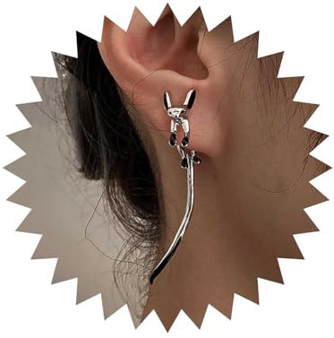 Atentuyi Gothic Schwarzer Kleiner Fuchs Ohrstecker Fuchs Ohrringe Tropfen Ohrringe Langer Wedelnder Schwanz Ohrringe Silberne Ohrjacke Vorne Hinten Ohrringe Schmuck Für Frauen Und Mädchen