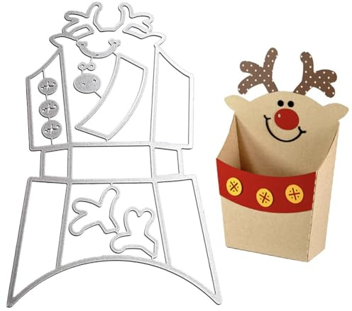 ISAKEN Stanzschablone Weihnachtsbox Stanzformen Box Schachtel Häuser Prägeschablonen Cutting Dies für Süßigkeiten DIY Scrapbooking Tischdeko Geschenke Süßigkeiten Kartenbasteln Fotoalbum
