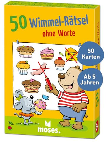 moses. 50 Wimmel-Rätsel ohne Worte, Kartenset mit lustigen Wimmelbildrätseln, Suchbilder ohne Text, Einschulung oder zum Kindergeburtstag, für Kinder ab 5 Jahren, Black