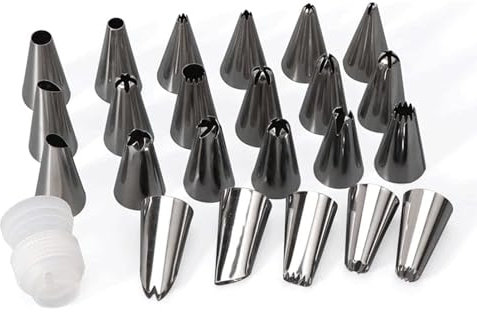 Cake Piping Nozzles Cake Icing Nozzle 23 Pcs Cake Decorating Set Stainless Steel Piping Tips Cream with Adapter Pastry Bag Tool Piping Nozzle Unique Decoration