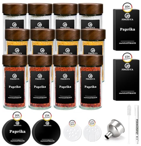 SAEIV 24 Pot Epices Verre, Avec un Couvercle en Acier Inoxydable Brillant, Bocaux à Épices, 120ml Boite Epices Cuisine, Rangement Épices, Ensemble de Boite a Epice Pour les Cuisines de Style Moderne