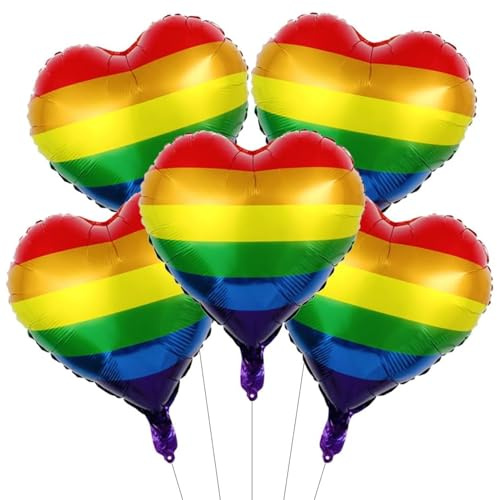 Lgbtq Regenbogen Luftballons Herz,12 Stk Rainbow Herz Luftballon Helium,Pride Deko Herze Ballon,Lesbian Regenbogen Deko Herzluftballons,Herze Folienballon für Geburtstag Hochzeit Gay Party Deko