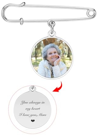 PiercingJak Bouquet de Mariage Personnalisé Photo Texte Nom Broche Épingle Photo Pin Breloque Médaillon Charme Pendentif Acier Inoxydable Cadeau Marié Mariée Costume Bijoux Femme Homme
