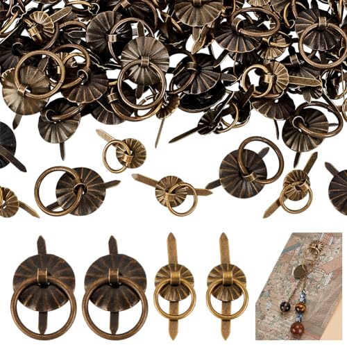 PH PandaHall 80 Stück 2 Stile Metall Brad Verschlüsse Mit Zugringen Mini Zugringgriff Schmuckschubladen Zugring Für Tagebücher Taschenbuchalben