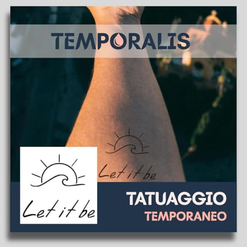 Tatuaggio SCRITTA - Temporalis® | Tatuaggi temporanei uomo donna, tatuaggi finti vegani e waterproof - Certificato UE - Dura 1-2 settimane [ Tattoo Let it be ]