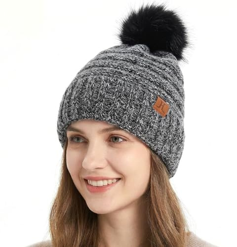 ZASFOU Damen Winter Mütze Beanie mit Fleecefutter Warme Kunst Nerz Samt Wintermütze Thermo Strickmütze Mützen für Frauen Geschenk