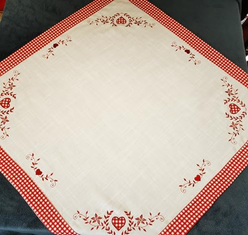 Tischdecke 85x85 Bestickt Karo-Herz rot (85x85)