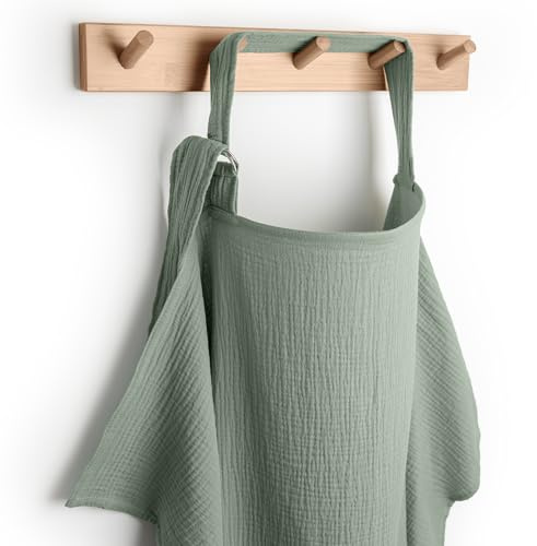 Comfy Cubs Muslin Nursing Cover, Pack of 1, 100% Muslin Cotton Breastfeeding Cover Up - Soft & Breathable Baby Nursing Scarf with Adjustable Neck Strap - Portable Essential for Newborn - Fern