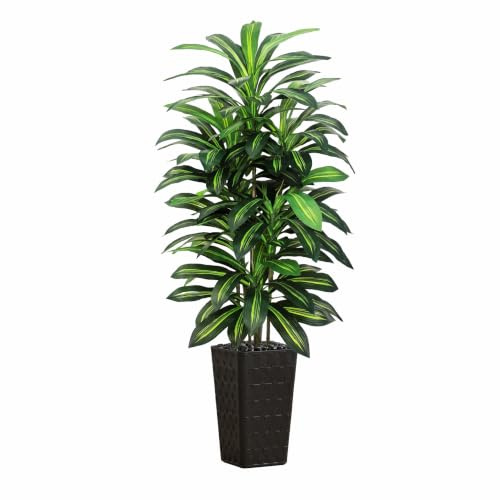 Albero artificiale dracaena per interni, 1,5 m, piante finte da pavimento con fioriera nera e ciottoli, albero di yucca in seta fuax per casa, ufficio, soggiorno, camera da letto, fattoria, moderno