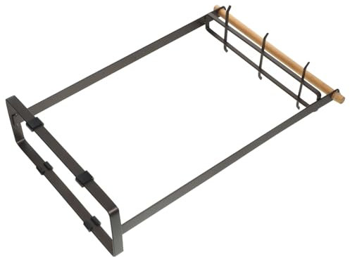 Cabilock Soporte Para Utensilios De Cocina Ganchos, Estante De Hierro y Madera Negro Café, Organizador Estable Para Espátulas y Cucharones, Adecuado Para Encimera y Almacenamiento De Cocina